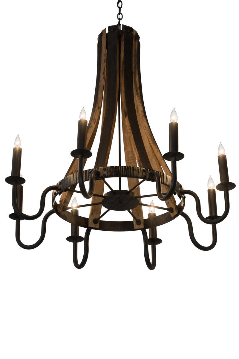 43" Wide Barrel Stave Madera 8 Light Chandelier