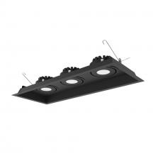 Nora NMRT3-3RL330FBB - Three-Head Flanged LED Multiple Lighting Trim, 2500lm per Head w/ Flood Optic, 3000K, Regressed