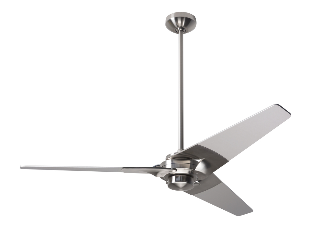 Torsion Fan; Bright Nickel Finish; 52" Black Blades; No Light; Wall Control with Remote Handset