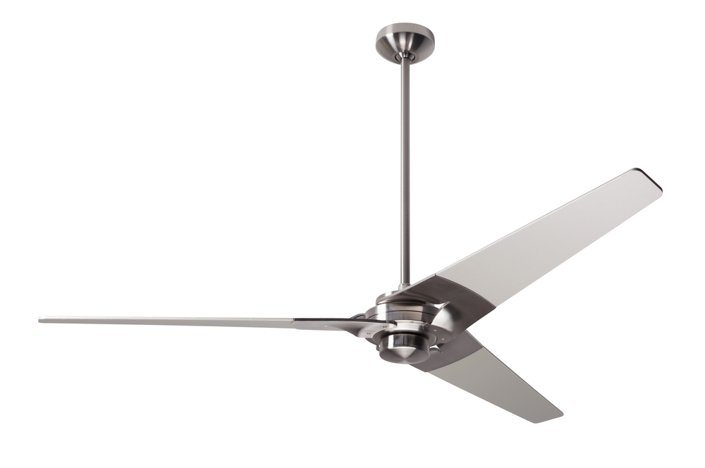 Torsion Fan; Bright Nickel Finish; 62" Graywash Blades; No Light; Wall Control with Remote Hands