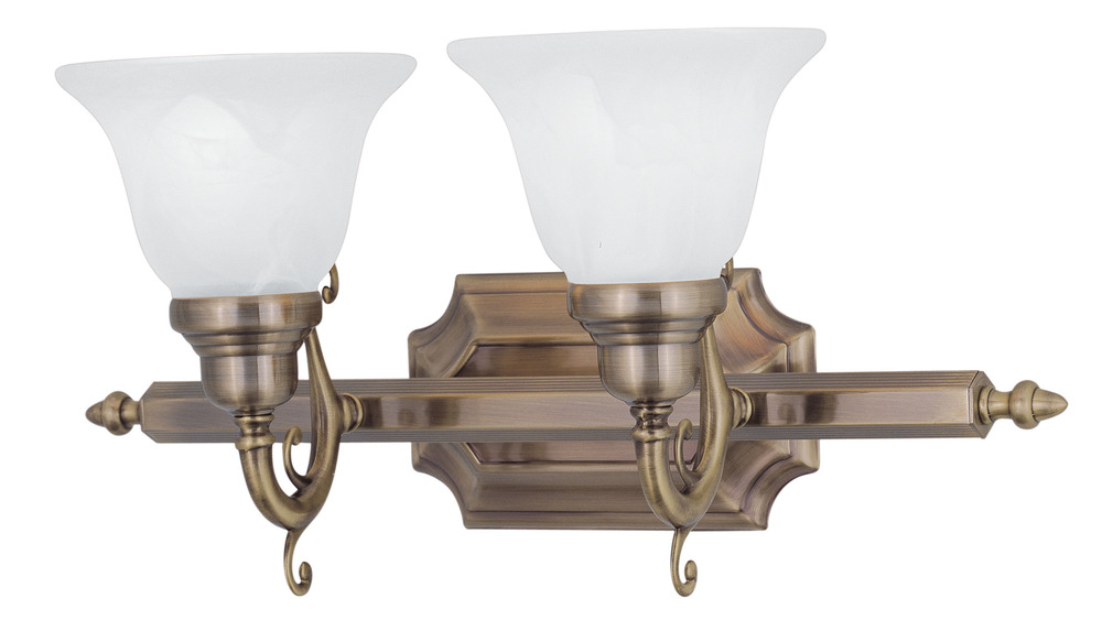 2 Light Antique Brass Bath Light