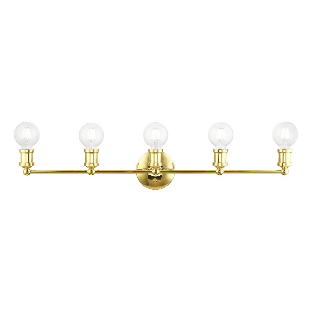 5 Light Polished Brass ADA Large Vanity Sconce