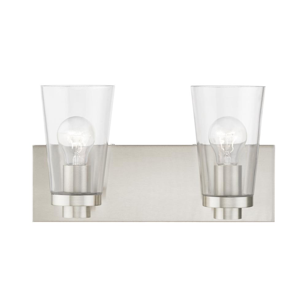 2 Light Brushed Nickel Vanity Sconce