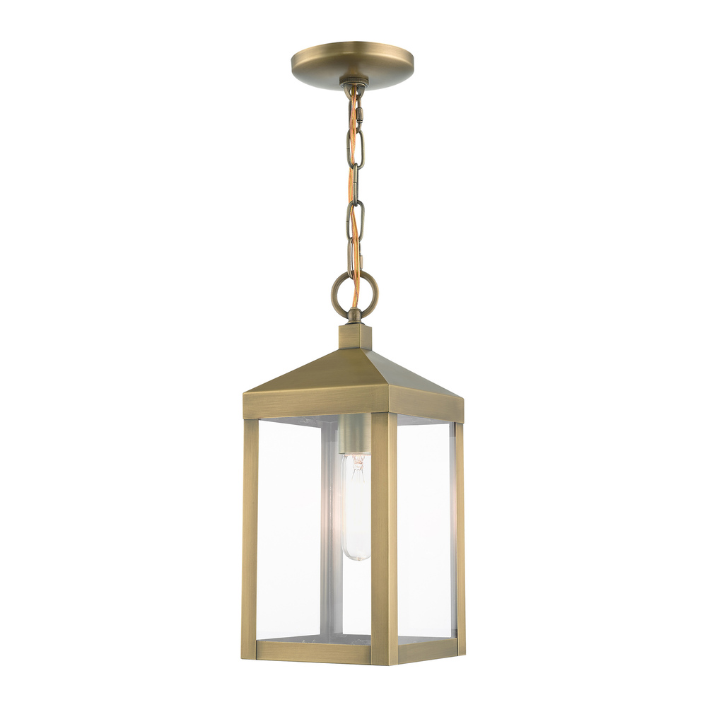 1 Lt Antique Brass Outdoor Pendant Lantern