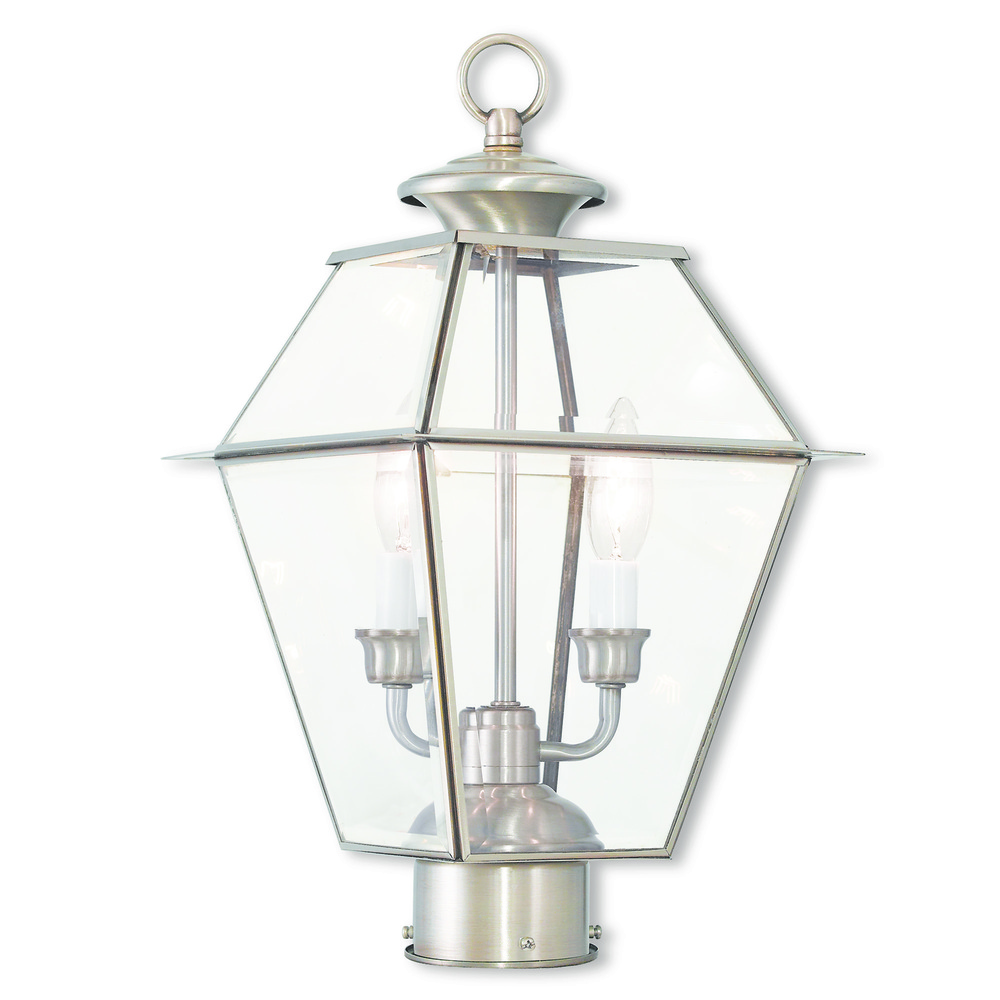 2 Light Brushed Nickel Post-Top Lantern