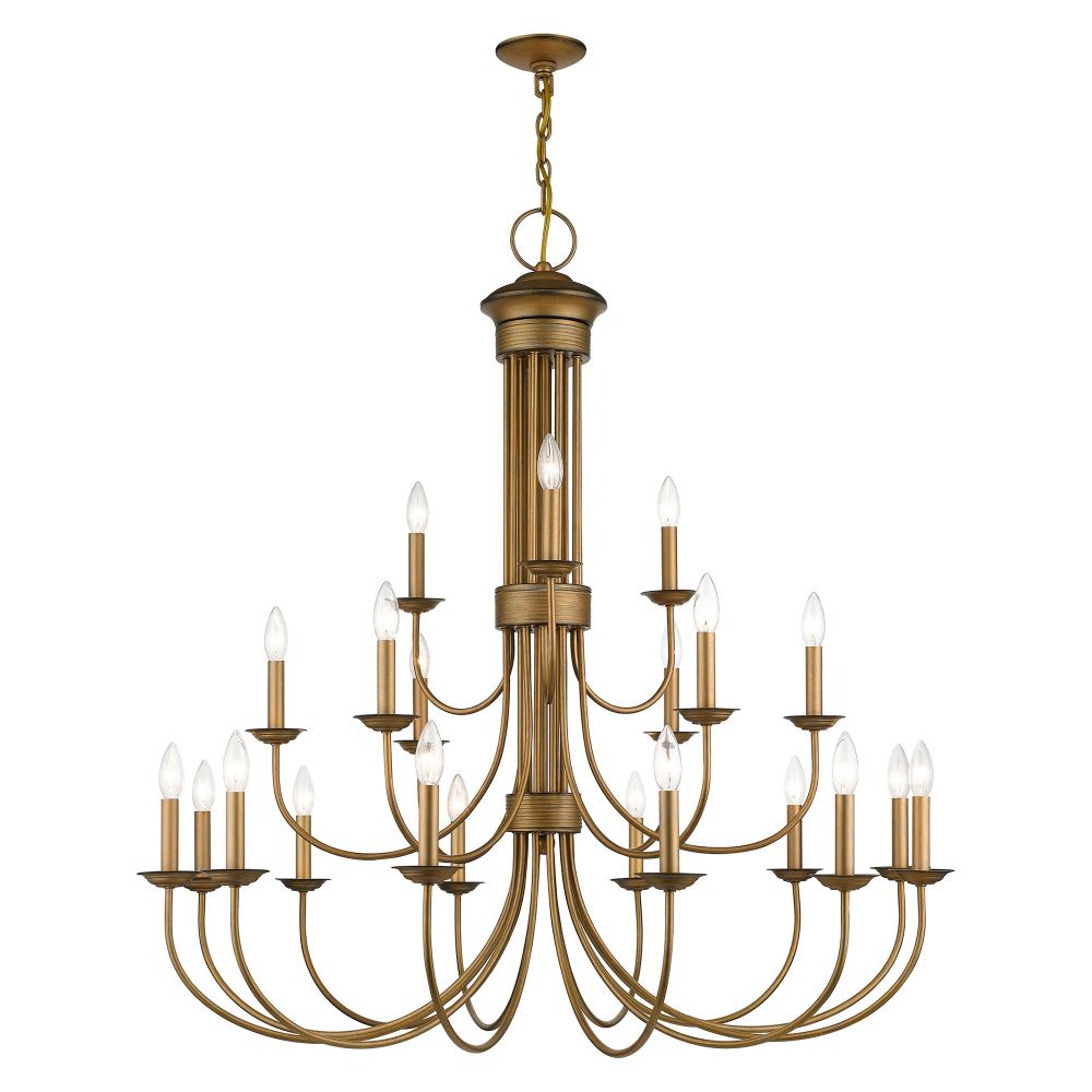 21 Light Antique Gold Leaf Extra Large Chandelier