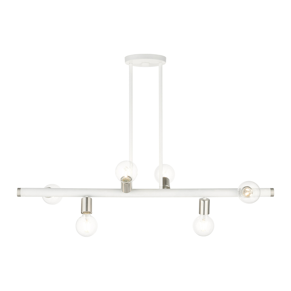 6 Lt White Linear Chandelier