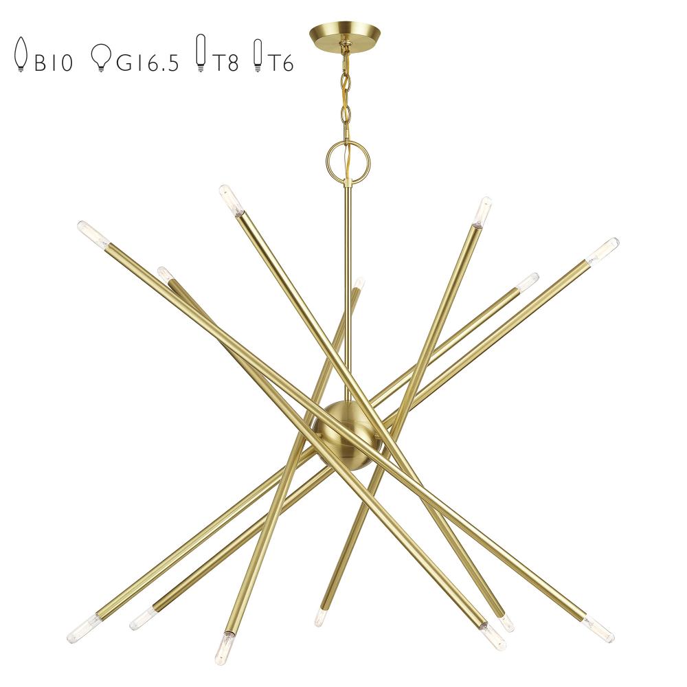 14 Light Satin Brass Extra Large Foyer Chandelier