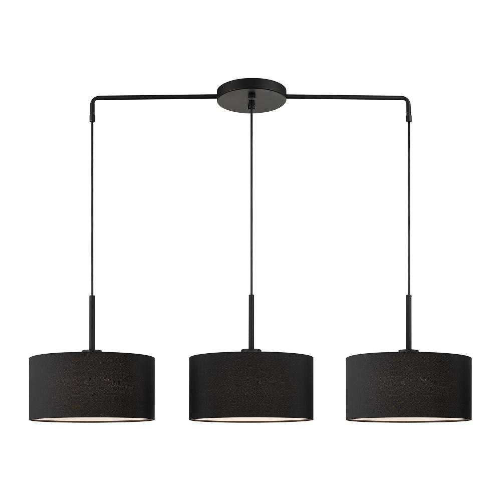 3 Light Black Large Linear Chandelier