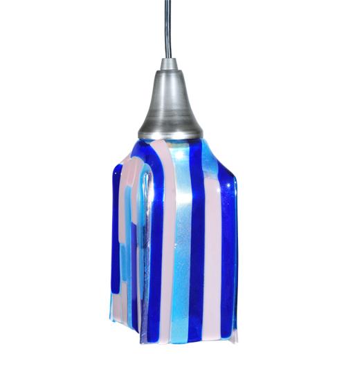 4"Sq Metro Fusion Ocean Breeze Draped Glass Mini Pendant