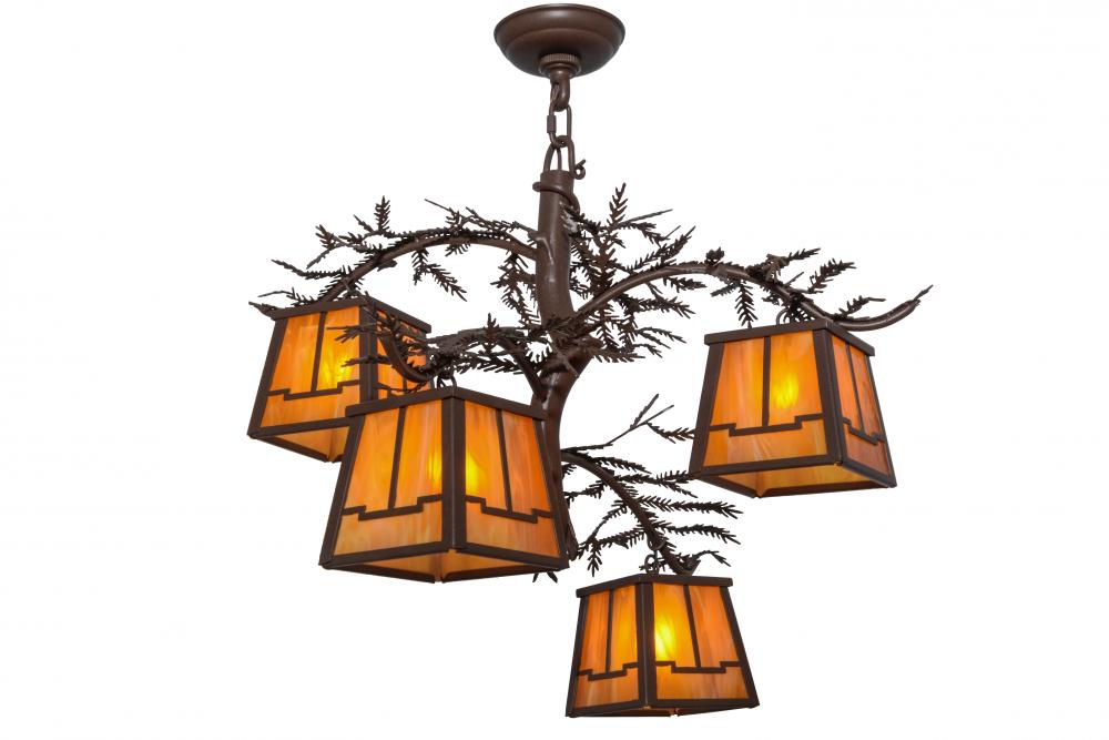 28"W Pine Branch Valley View 4 LT Chandelier