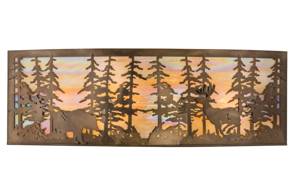 36"W Tall Pines W/Bear & Deer Wall Sconce