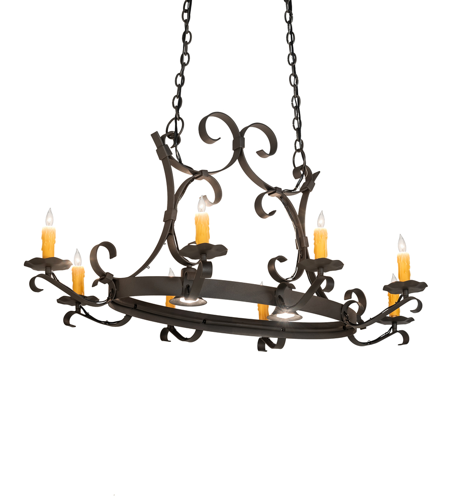 51" Long Handforged Oval 8 Light Chandelier