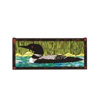 Meyda Blue 14625 - 40"W X 17"H Loon Stained Glass Window