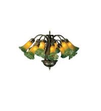 Meyda Blue 15997 - 20" Wide Amber/Green Pond Lily 12 LT Chandelier