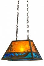 Meyda Blue 172102 - 18"L Trout & Fisherman Oblong Pendant