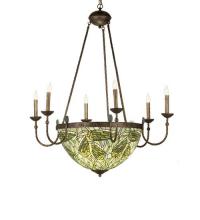 Meyda Blue 49092 - 35"W Lotus Bud 6 Arm Inverted Chandelier