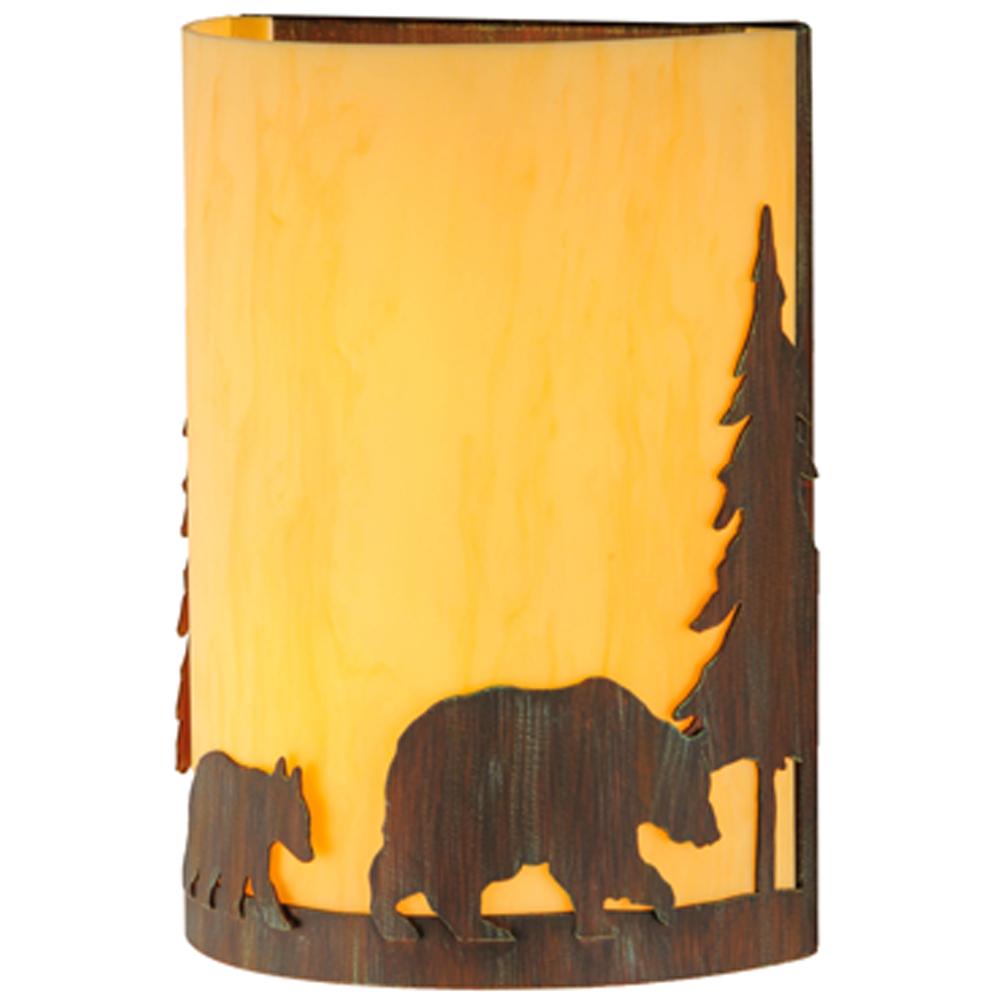 10"W Pine Tree and Bear Wall Sconce