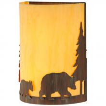 2nd Avenue Designs Blue 143417 - 10"W Pine Tree and Bear Wall Sconce