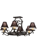 2nd Avenue Designs Blue 151539 - 40" Long Handforged Oval 6 Light Chandelier