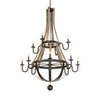 2nd Avenue Designs Blue 230170 - 56" Wide Barrel Stave Madera 12 Light Two Tier Chandelier