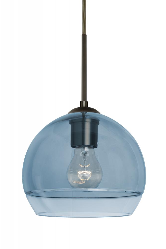 Besa, Ally 8 Cord Pendant, Coral Blue/Clear, Bronze Finish, 1x60W Medium Base