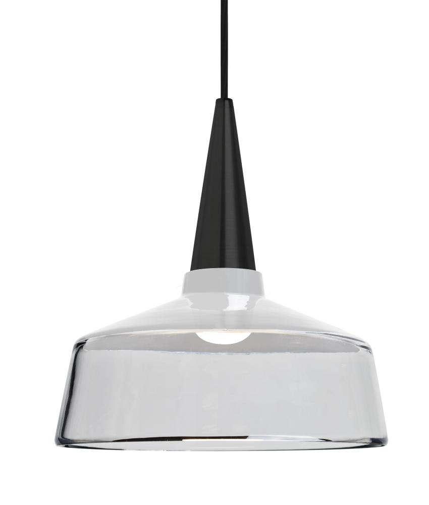 Besa, Baron 10 Cord Pendant, White/Clear, Black Finish, 1x9W LED