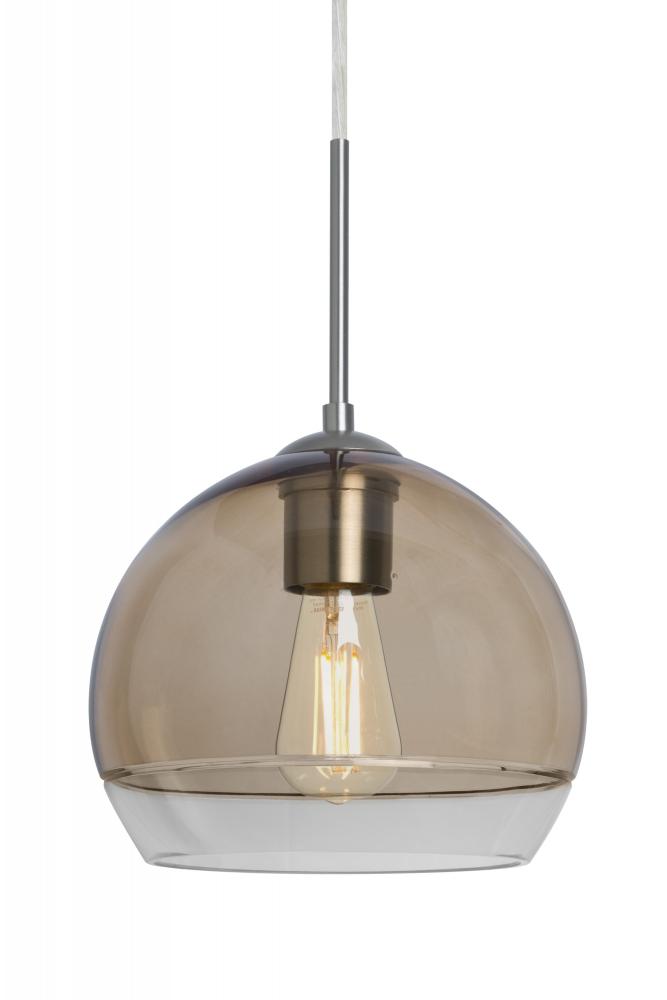 Besa, Ally 8 Cord Pendant, Smoke/Clear, Satin Nickel Finish, 1x5W LED Filament