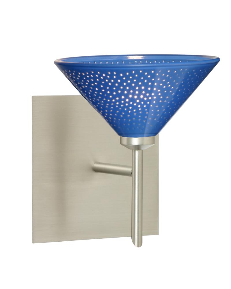 Besa Wall With SQ Canopy Kona Satin Nickel Blue Starpoint 1x5W LED