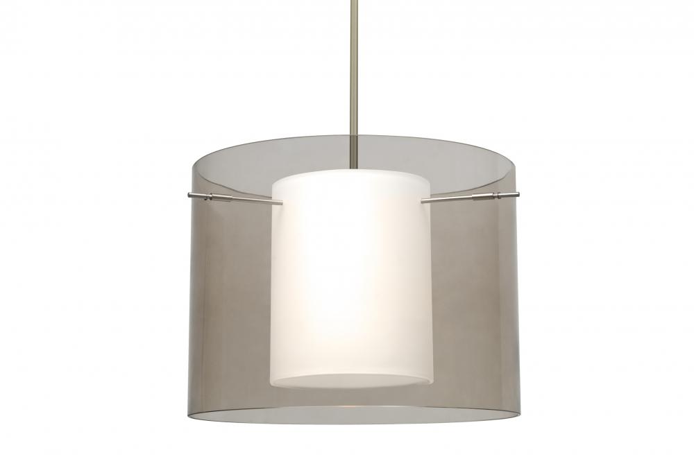 Besa Pendant Pahu 16 Satin Nickel Transparent Smoke/Opal 1x11W LED