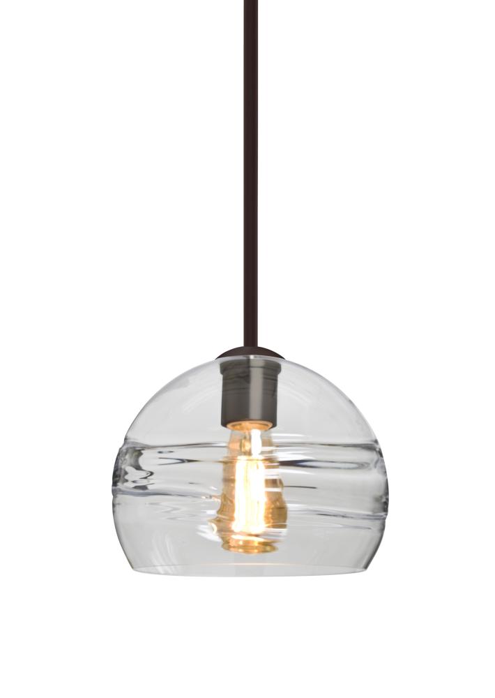 Besa Spirit 8 Pendant, Clear, Bronze Finish, 1x8W LED Filament