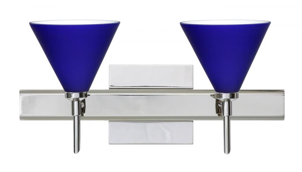 Besa Wall With SQ Canopy Kani Chrome Cobalt Blue Matte 2x5W LED