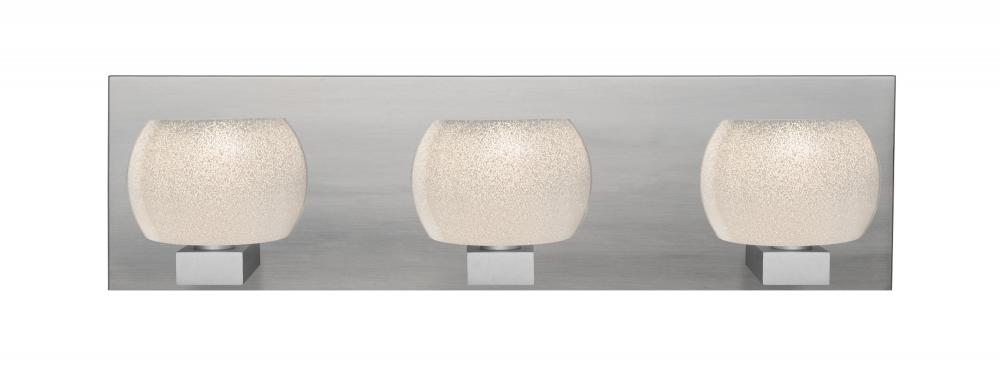 Besa, Keno Vanity, White Sand, Satin Nickel Finish, 3x3W LED