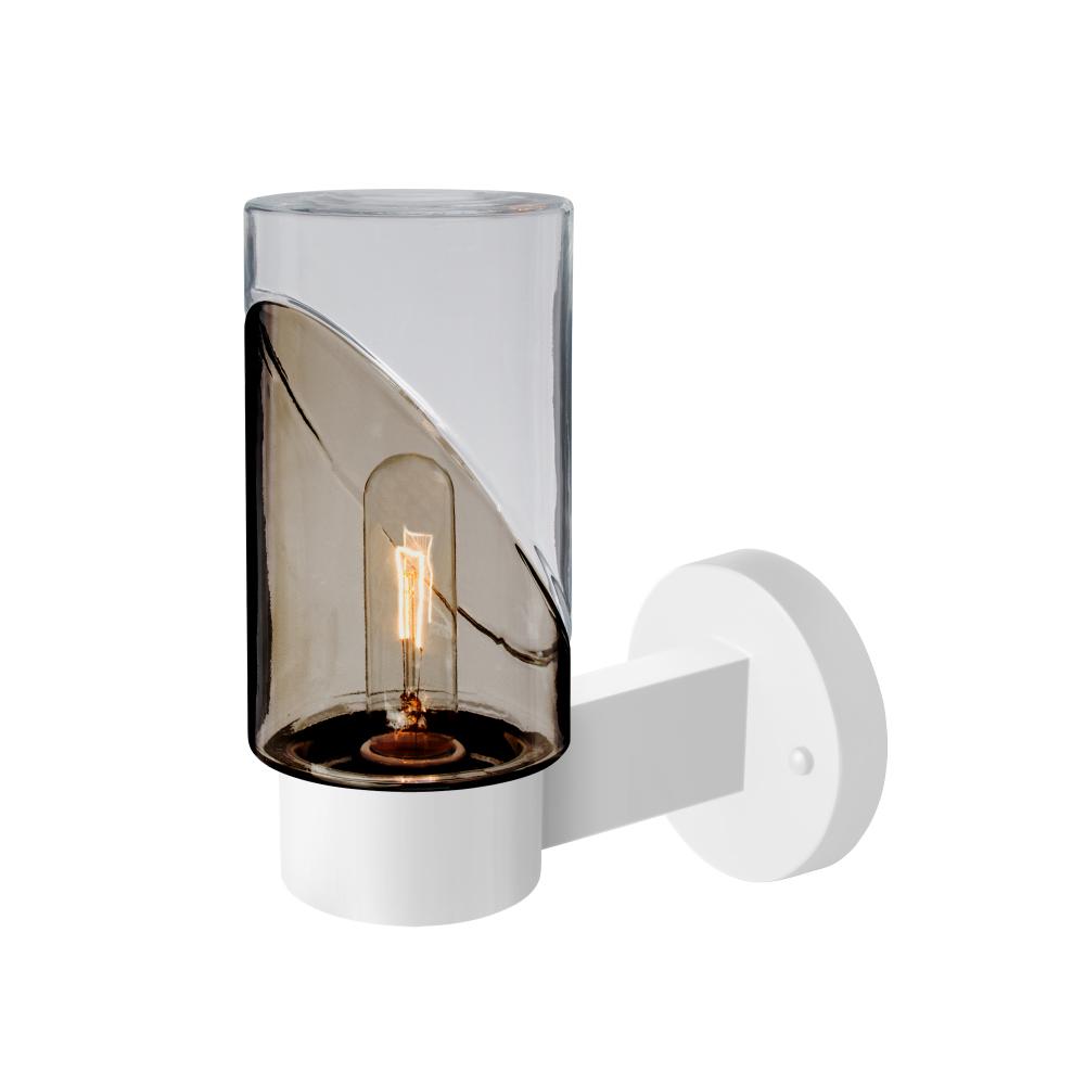 Blink Outdoor Sconce, Smoke/Clear, White Finish, 1x5W LED Filament