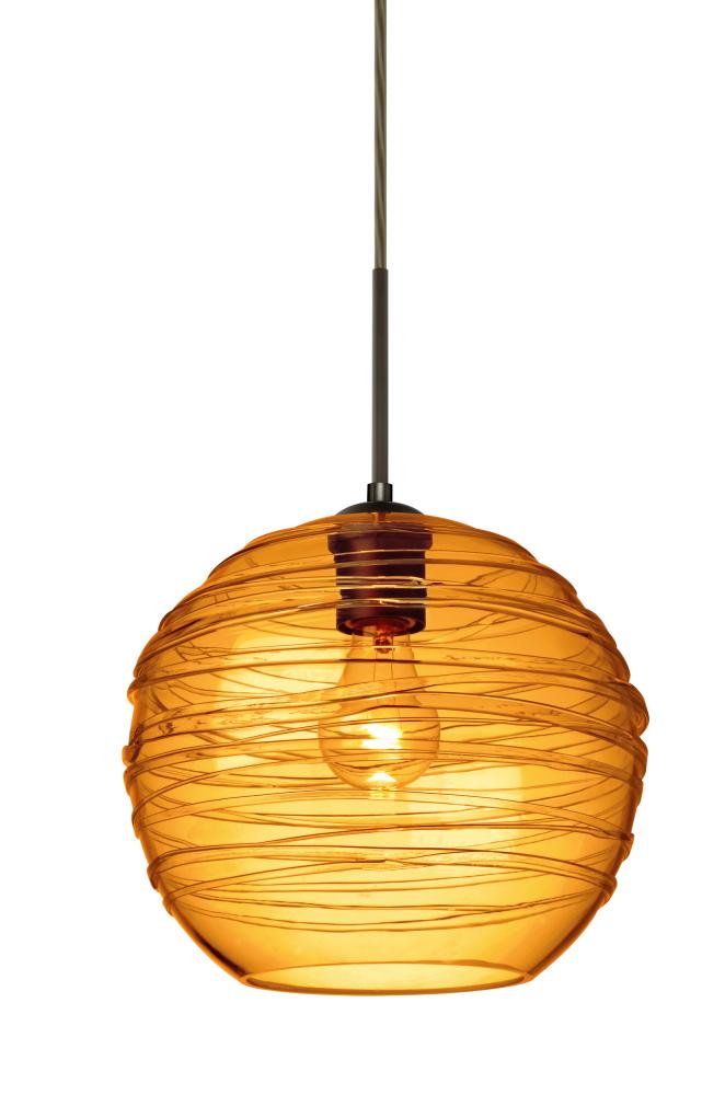 Besa Wave 10 Pendant For Multiport Canopy Bronze Amber 1x60W Medium Base