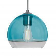 Besa Lighting 1JC-ALLY8BL-EDIL-SN - Besa, Ally 8 Cord Pendant, Coral Blue/Clear, Satin Nickel Finish, 1x5W LED Filament