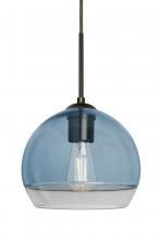 Besa Lighting 1JT-ALLY8BL-EDIL-BR - Besa, Ally 8 Cord Pendant, Coral Blue/Clear, Bronze Finish, 1x5W LED Filament