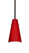 Besa Lighting 1TT-4124RM-BR - Besa Cierro Stem Pendant Bronze Ruby Matte 1x100W Medium Base