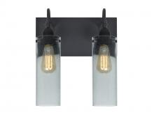 Besa Lighting 2WG-JUNI10BL-EDIL-BK - Besa Juni 10 Vanity, Blue Bubble, Black Finish, 2x7W LED Filament