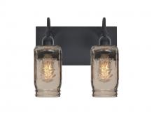 Besa Lighting 2WG-MILO4SM-EDIL-BK - Besa Milo 4 Vanity, Smoke, Black Finish, 2x7W LED Filament