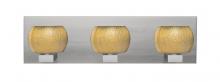 Besa Lighting 3WF-KENOGD-LED-SN - Besa, Keno Vanity, Gold Sand, Satin Nickel Finish, 3x3W LED