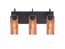 Besa Lighting 3WG-DUKECF-EDIL-BK - Besa Duke Vanity, Copper Foil, Black Finish, 3x7W LED Filament