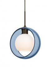 Besa Lighting J-MANABL-BR - Besa Mana Pendant For Multiport Canopy, Blue/Opal, Bronze Finish, 1x60W Medium Base