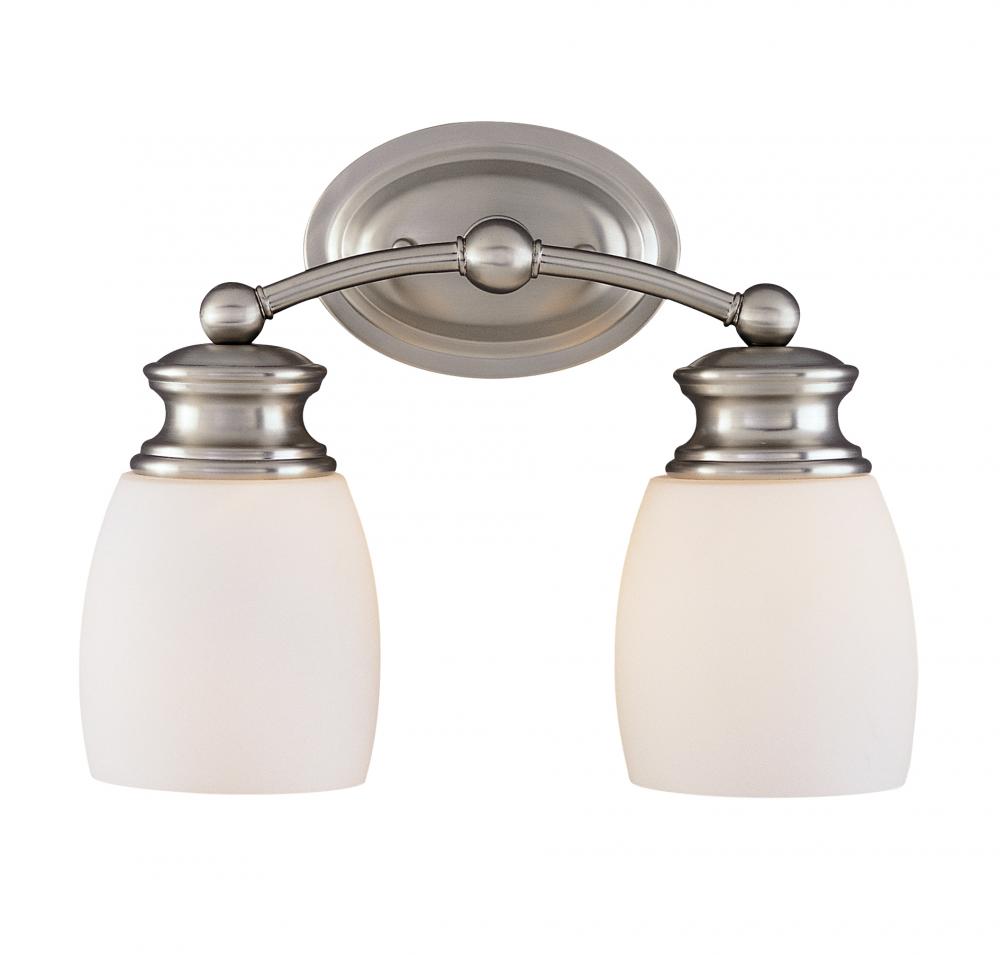 Elise 2-Light Bathroom Vanity Light in Satin Nickel