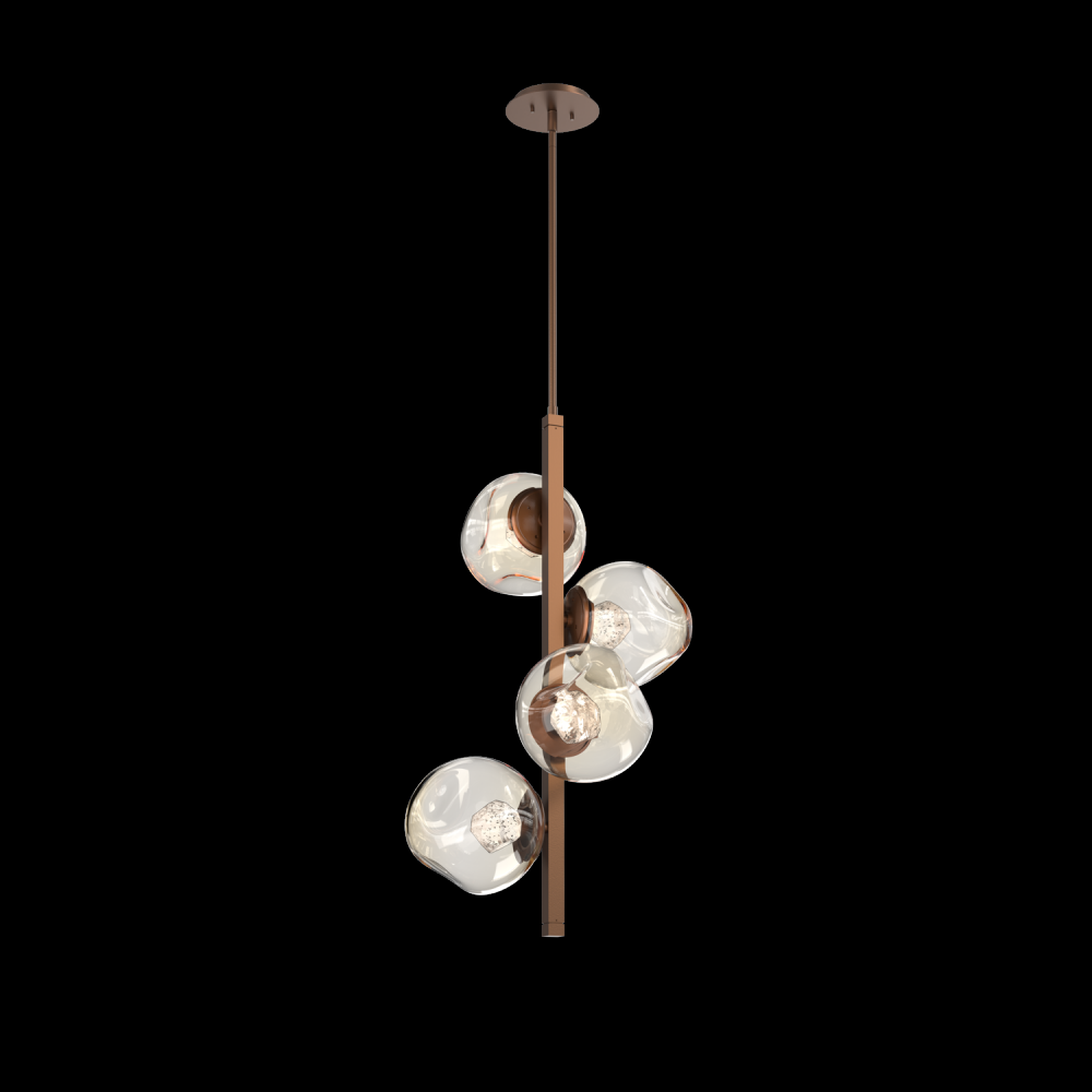 Luna 4pc Twisted Vine-Burnished Bronze-Zircon Inner - Amber Outer-Threaded Rod Suspension-LED 3000K