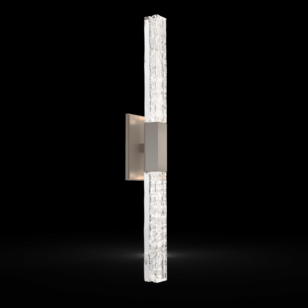 Axis Double Sconce-Metallic Beige Silver-Clear Textured Cast Glass