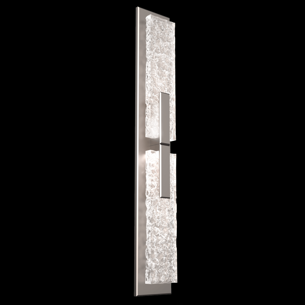 Glacier Double Sconce-Metallic Beige Silver-Clear Textured Cast Glass