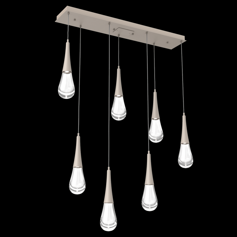 Raindrop Linear 7 PC.-Metallic Beige Silver-Blown Glass