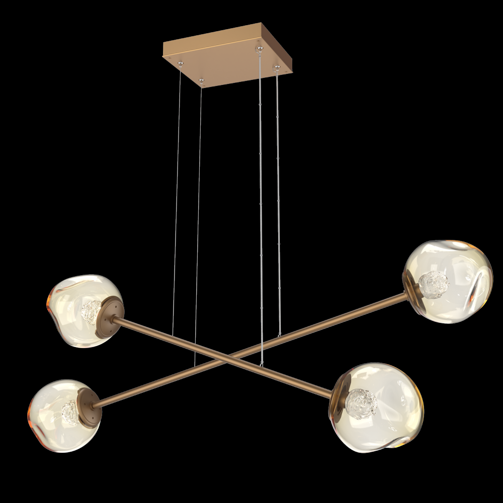 Luna Double Moda-Novel Brass-Floret Inner - Amber Outer-Stainless Cable-LED 3000K