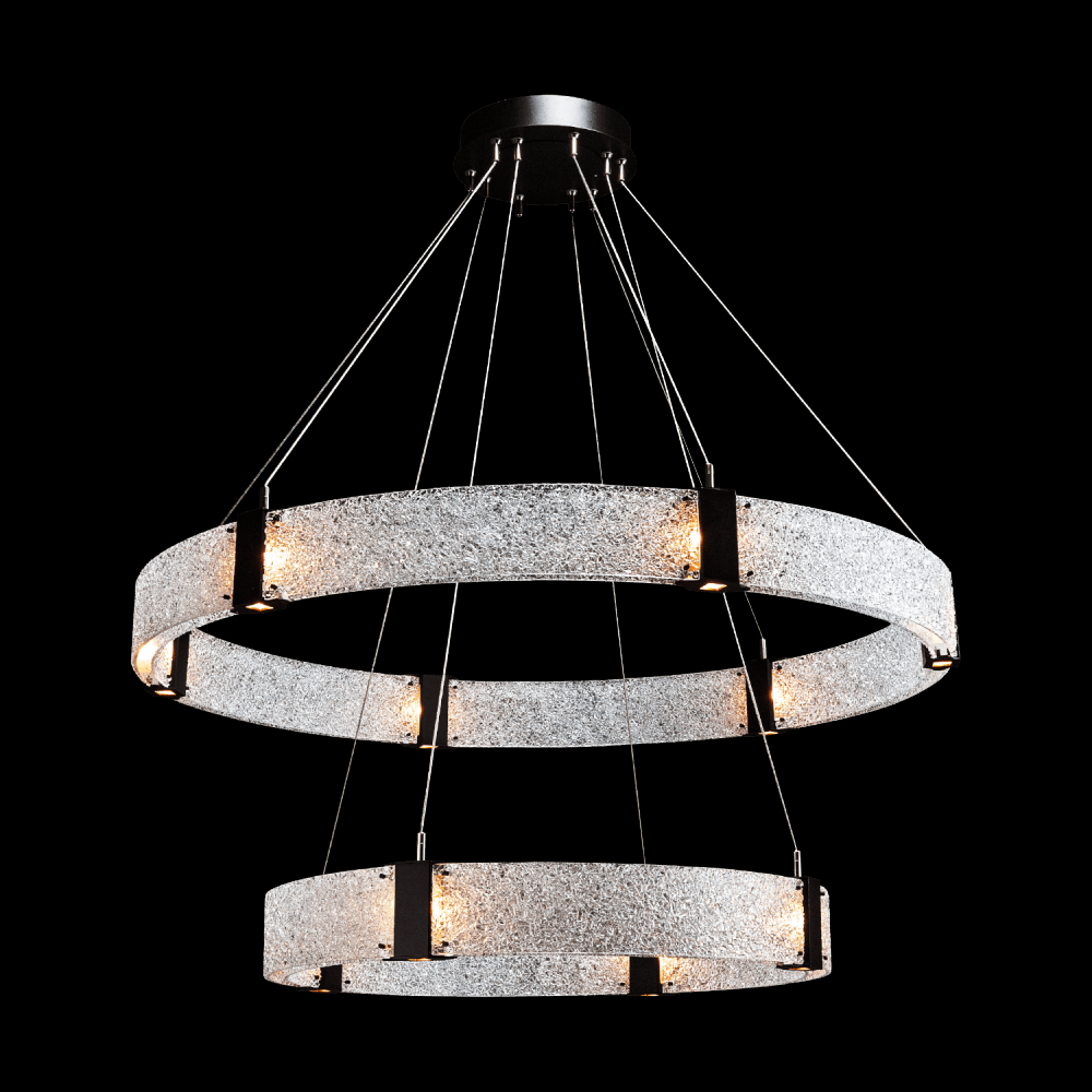 Two Tier Parallel Ring Chandelier-2C-Metallic Beige Silver